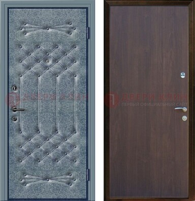 Серая металлическая дверь с винилискожей ДВ-35 в Калуге