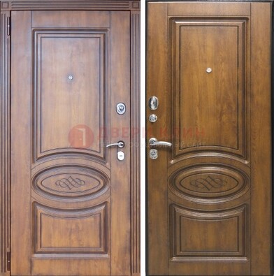 Коричневая металлическая дверь с виноритом ДВТ-10 в Калуге