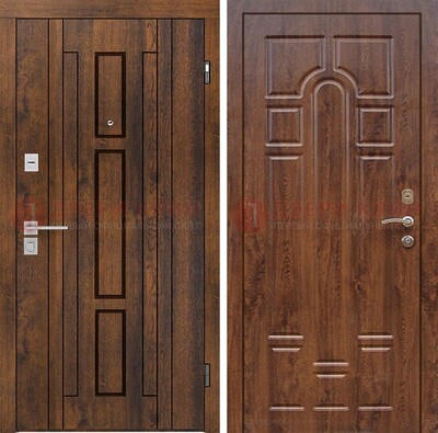 Стальная коричневая дверь с МДФ и коричневой МДФ внутри ДМ-1388 в Калуге