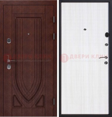 Уличная темная филенчатая дверь с виноритом и МДФ Белый ясень ДВТ-141 в Калуге