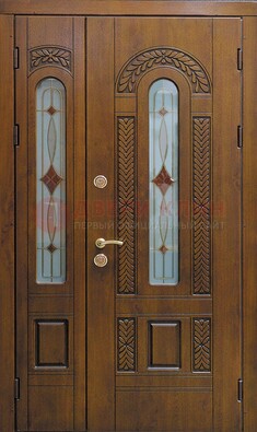 Темная стальная дверь с виноритом и стеклом ДВТ-179 в Калуге