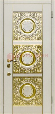 Белая входная дверь с виноритом и рисунком ДВТ-17 в Калуге