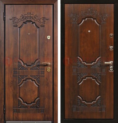 Коричневая железная дверь с виноритом и узором ДВТ-211 в Калуге