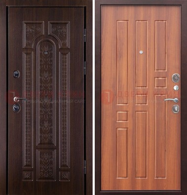 Темная металлическая дверь с виноритом и узором ДВТ-224 в Калуге