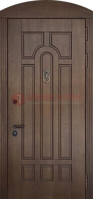 Коричневая стальная дверь с виноритом в форме арки ДВТ-237 в Калуге