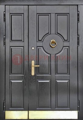 Черная металическая дверь с виноритом для дома ДВТ-241 в Калуге