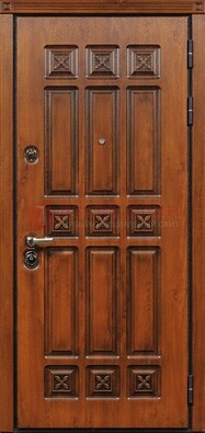 Коричневая стальная дверь с виноритом ДВТ-36 в Калуге