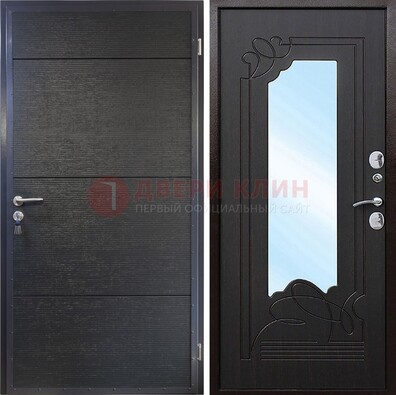 Темная Железная дверь c виноритом и МДФ с зеркалом ДЗ-119 в Калуге