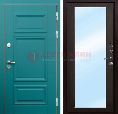 Зеленая входная дверь терморазрыв c виноритом и МДФ с зеркалом ДЗ-122 в Орле