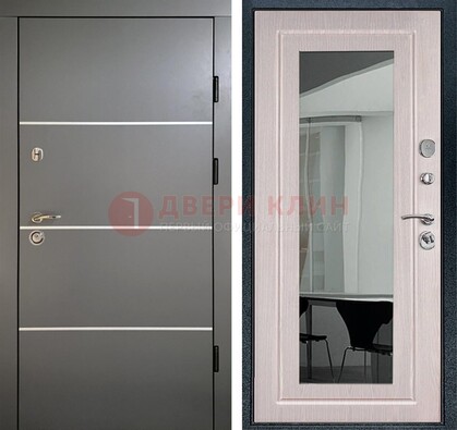 Черная металлическая дверь с зеркалом ДЗ-12 в Калуге