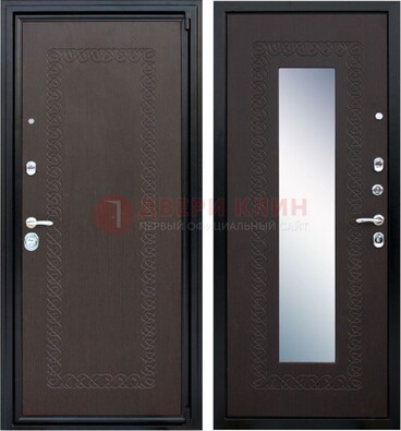 Темная стальная дверь с зеркалом ДЗ-20 в Калуге