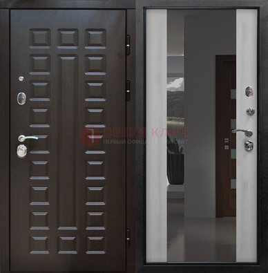 Коричневая металлическая дверь с зеркалом ДЗ-22 в Калуге