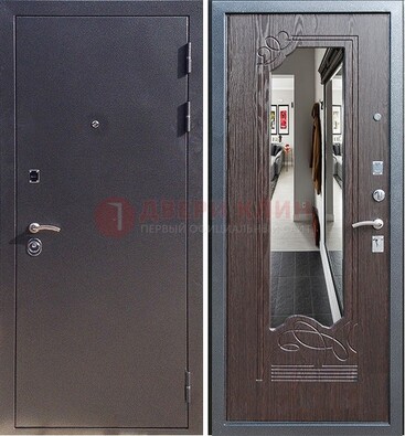 Черная входная дверь с зеркалом МДФ внутри ДЗ-29 в Калуге