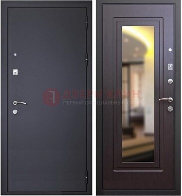 Черная железная дверь с зеркалом ДЗ-30 в Калуге