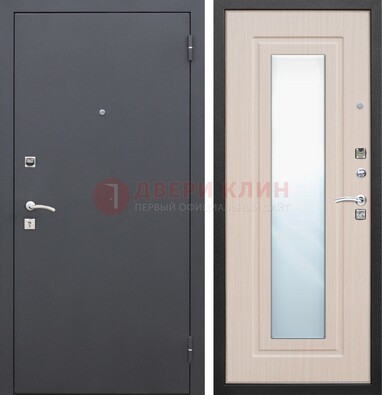 Черная входная дверь с зеркалом МДФ внутри ДЗ-31 в Калуге