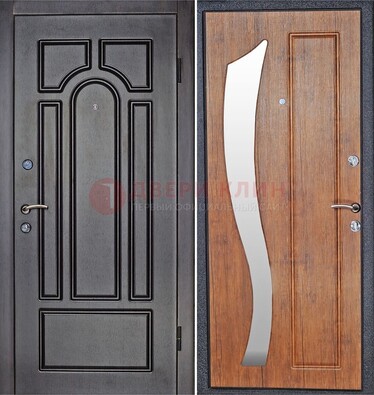 Темная железная дверь с зеркалом ДЗ-35 в Калуге