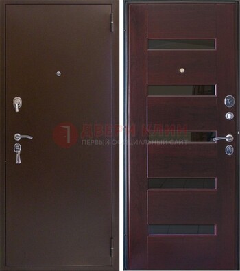 Темная железная дверь с зеркалом ДЗ-42 в Калуге