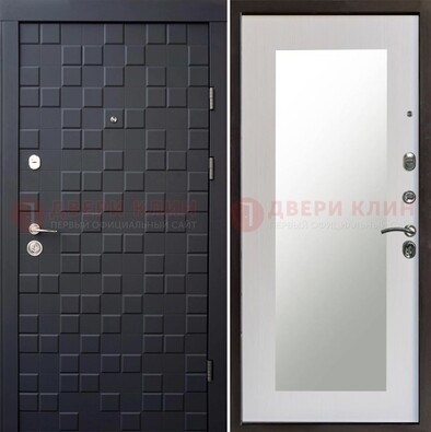 Черная стальная дверь МДФ и зеркалом ДЗ-50 в Калуге