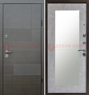 Серая входная дверь с МДФ панелью и зеркалом внутри ДЗ-51 в Калуге