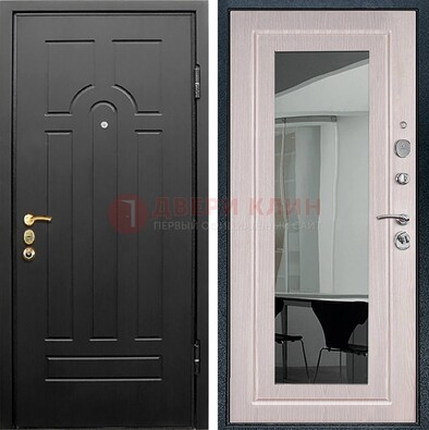 Темная стальная дверь с МДФ Капучино и зеркалом ДЗ-55 В Ижевске