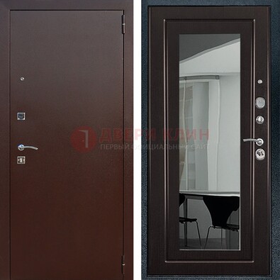 Металлическая дверь с порошковым напылением с МДФ и зеркалом ДЗ-61 в Калуге