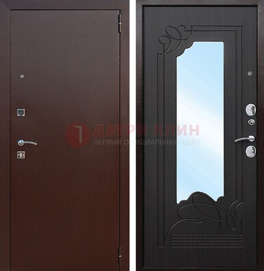 Входная дверь с порошковым напылением Медный антик/Венге с зеркалом ДЗ-64 в Калуге