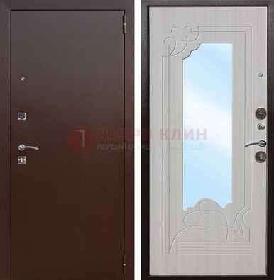 Стальная дверь с порошковым покрытием с резной МДФ и зеркалом ДЗ-66 в Калуге
