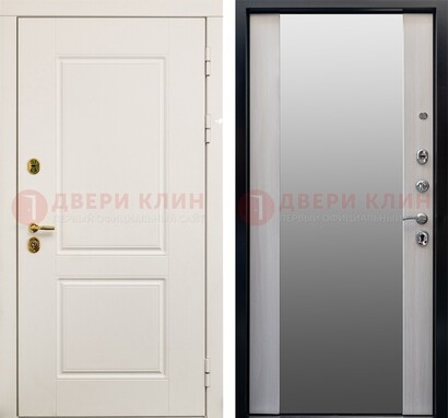 Белая стальная дверь с большим зеркалом ДЗ-73 в Калуге