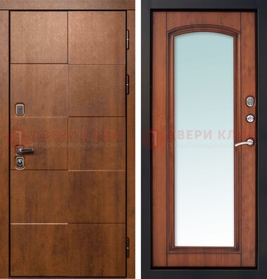 Белая филенчатая дверь с фрезерованной МДФ и зеркалом ДЗ-81 в Калуге