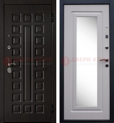 Металлическая дверь с белыми МДФ и зеркалом ДЗ-83 в Калуге