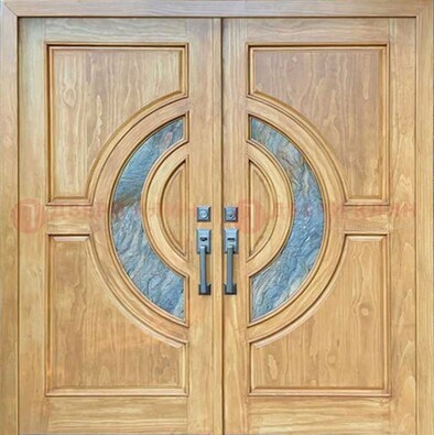 Двухстворчатая металлическая дверь с витражом ВЖ-11 в Калуге