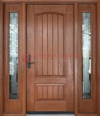 Стальная дверь с массивом дуба и витражом для дома ВЖ-17 в Калуге