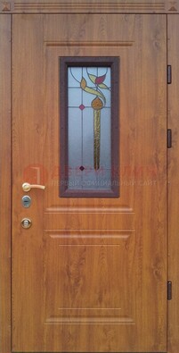 Железная дверь с МДФ и витражом ВЖ-24 в Калуге